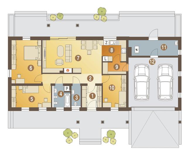 Rzut parteru POW. 136,4 m²