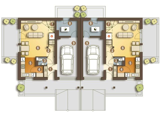 Rzut parteru POW. 63,2 m²