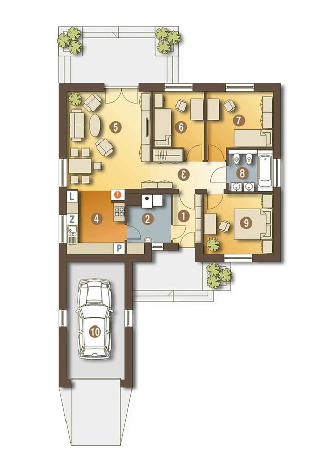 Rzut parteru POW. 104,0 m²