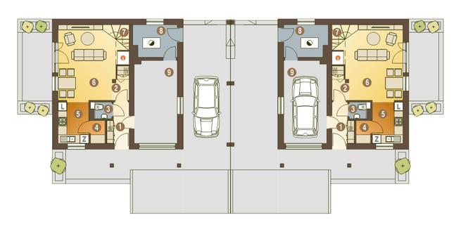 Rzut parteru POW. 63,2 m²