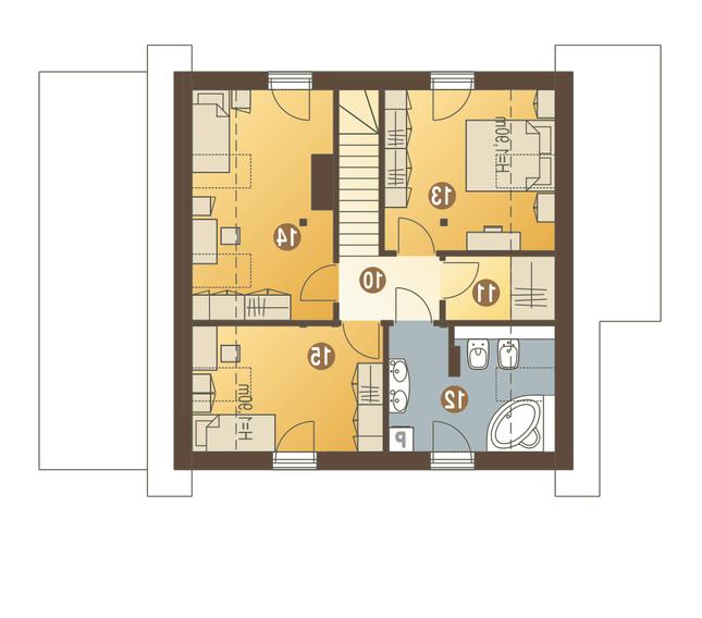 Rzut poddasza lustro POW. 58,1 m²