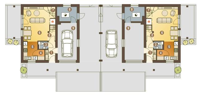 Rzut parteru POW. 62,1 m²