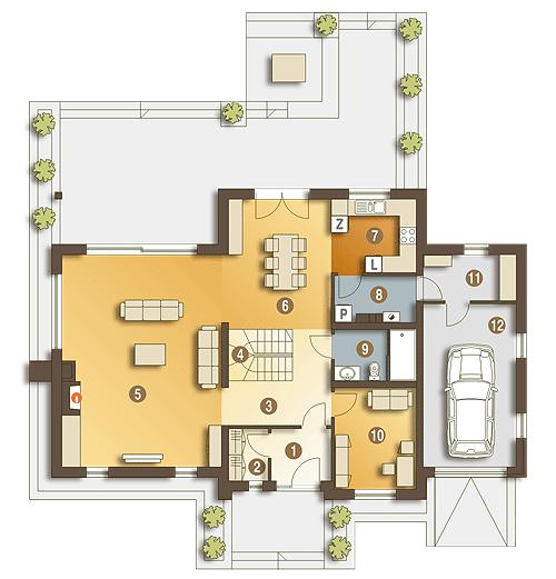 Rzut parteru POW. 132,5 m²