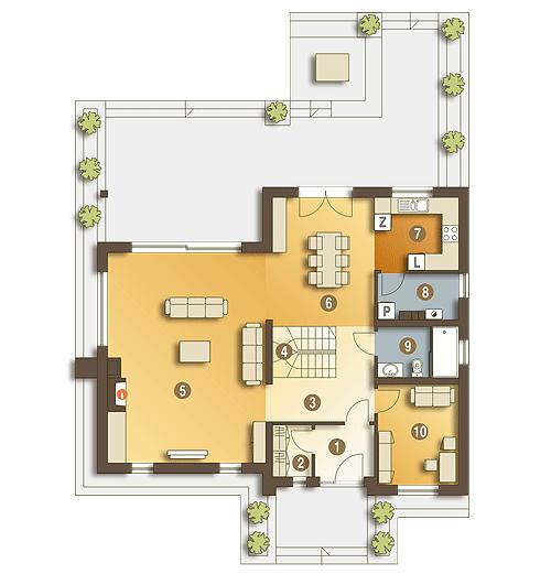Rzut parteru POW. 109,1 m²