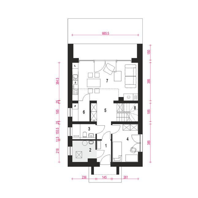 Rzut parteru POW. 60,2 m²