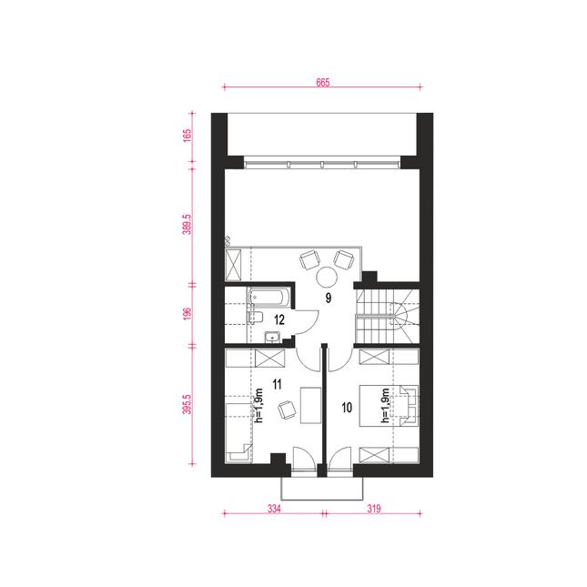 Rzut poddasza POW. 39,7 m²