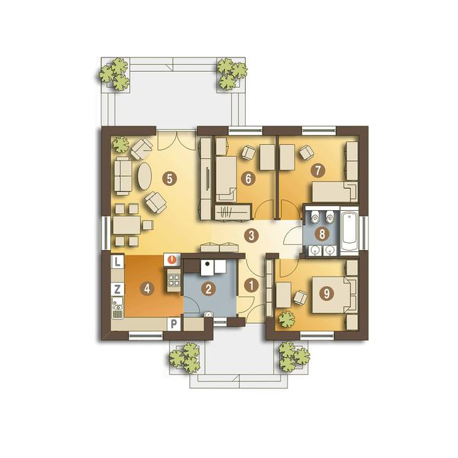 Rzut parteru POW. 84,8 m²