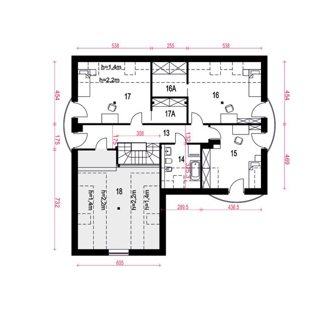 Rzut poddasza POW. 142,6 m²