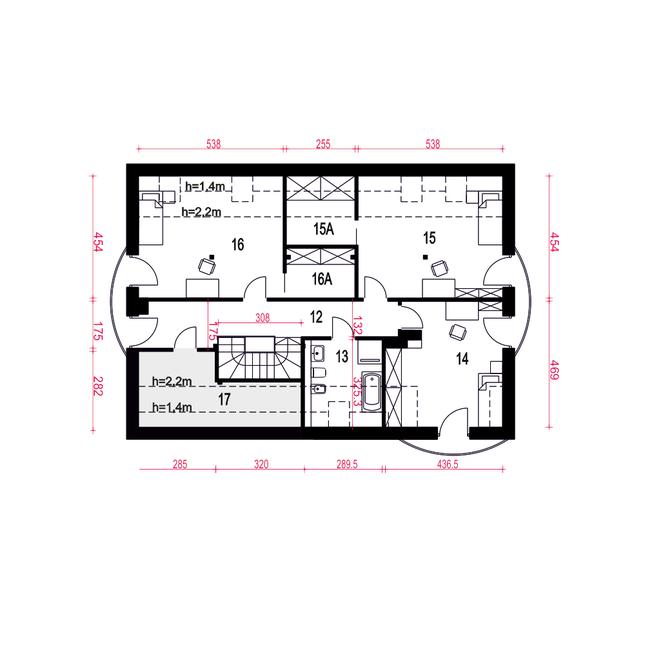 Rzut poddasza POW. 115,6 m²
