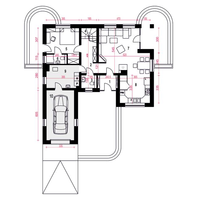 Rzut parteru POW. 105,7 m²