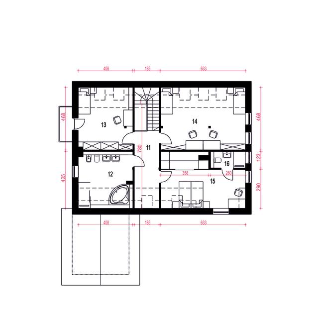 Rzut poddasza POW. 103,8 m²