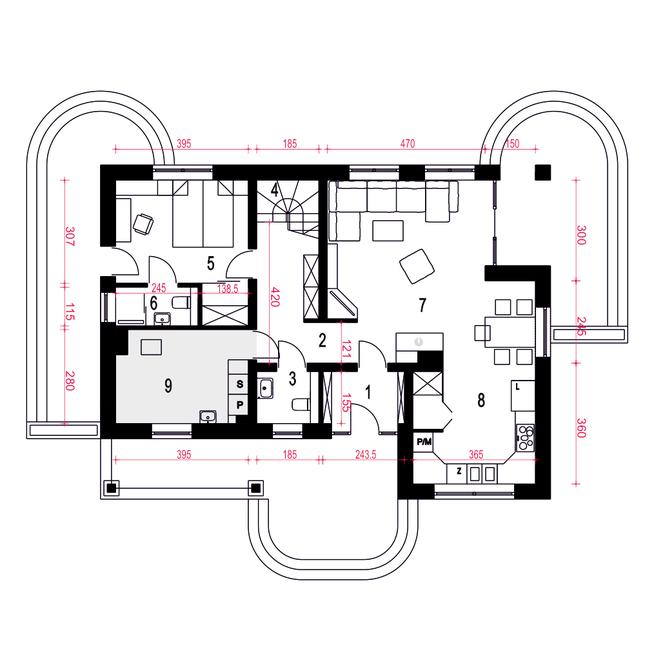 Rzut parteru POW. 85,7 m²