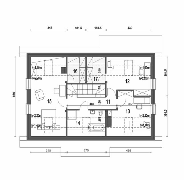 Rzut poddasza POW. 82,2 m²