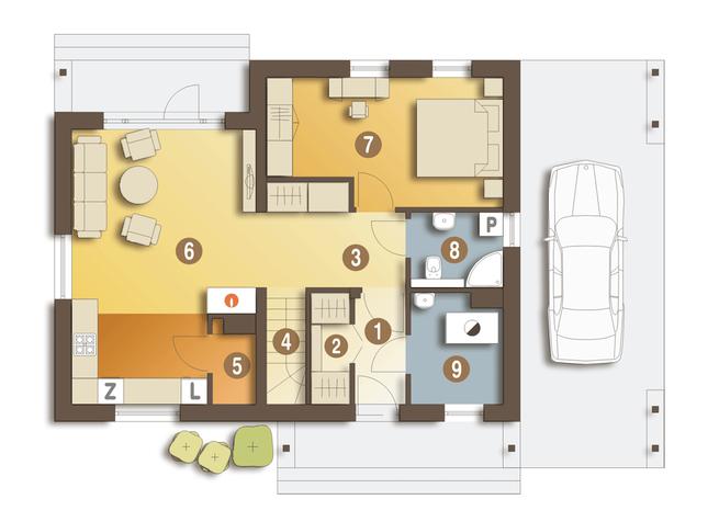 Rzut parteru POW. 66,1 m²