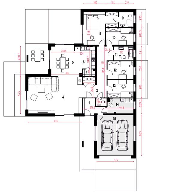 Rzut parteru POW. 223,1 m²