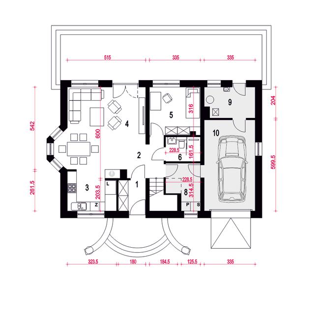 Rzut parteru POW. 95,4 m²