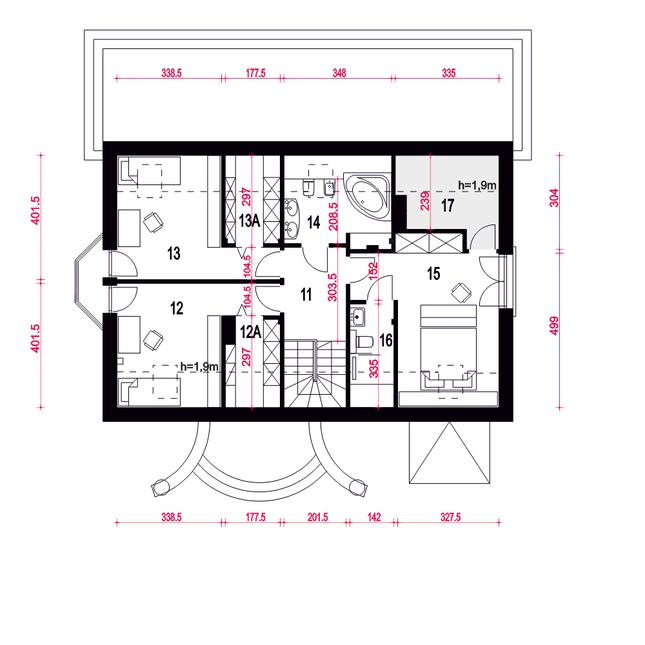 Rzut poddasza POW. 89,7 m²