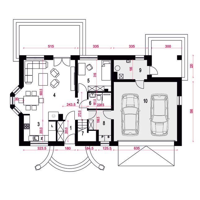 Rzut parteru POW. 112,7 m²