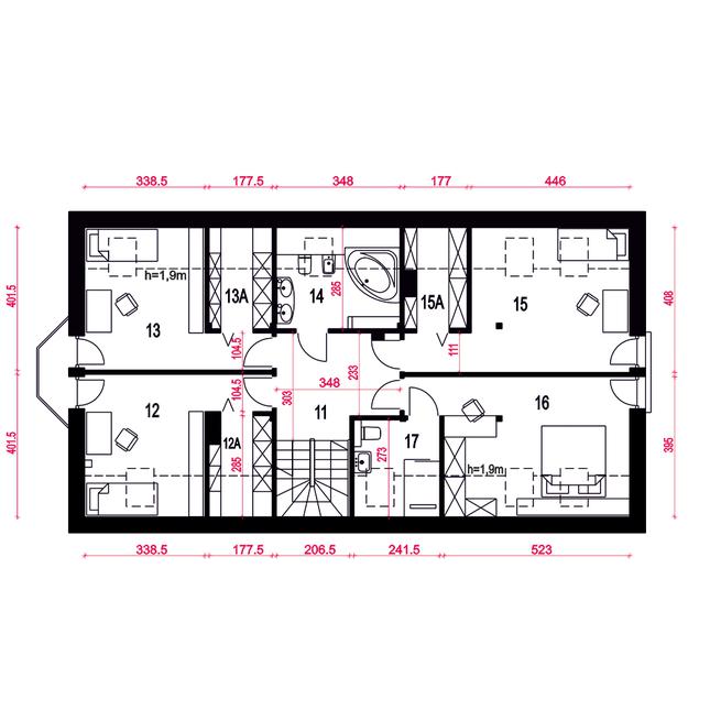 Rzut poddasza POW. 113,2 m²