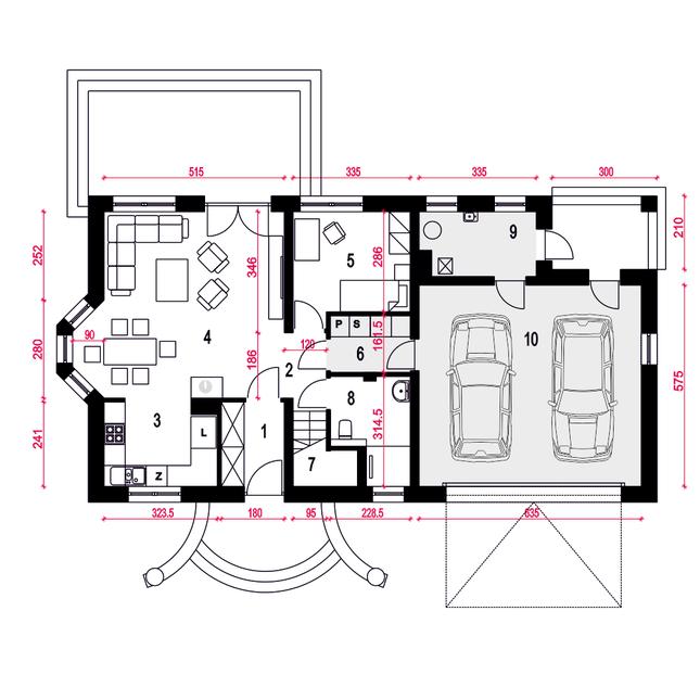 Rzut parteru POW. 108,4 m²