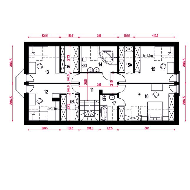 Rzut poddasza POW. 109,1 m²