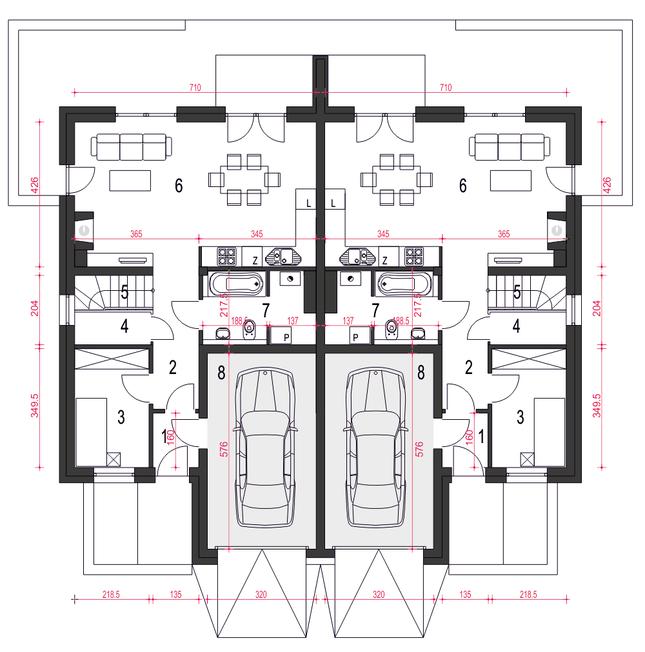 Rzut parteru POW. 75,0 m²