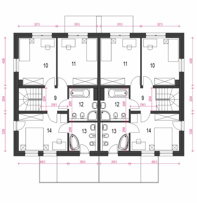 Rzut piętra POW. 62,7 m²