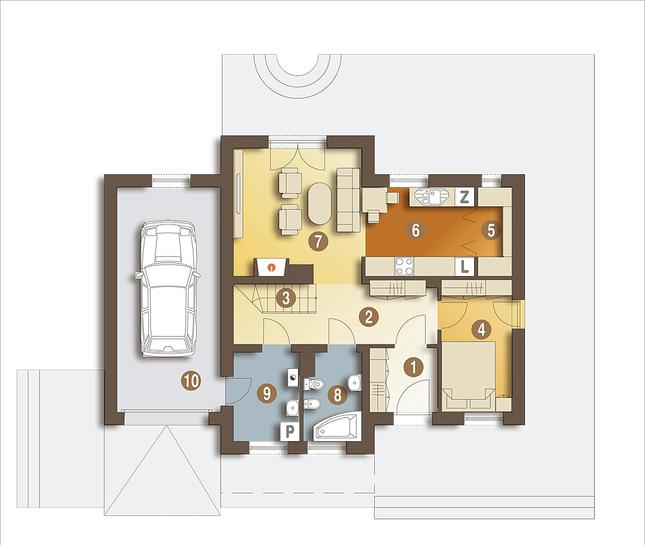 Rzut parteru POW. 85,0 m²