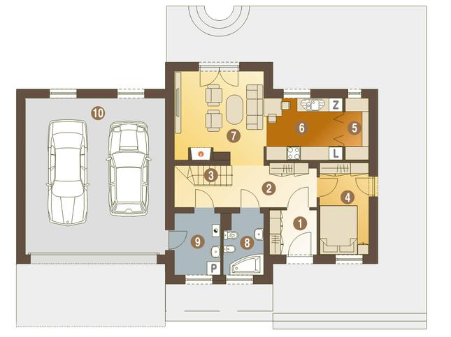 Rzut parteru POW. 104,0 m²