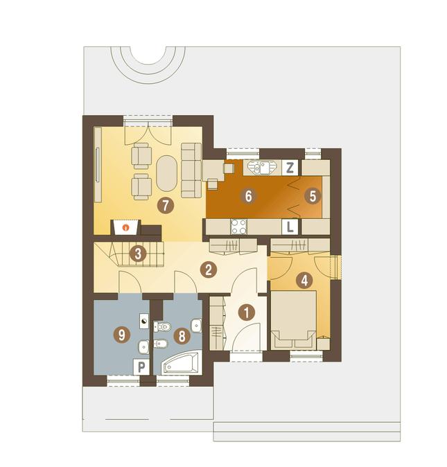Rzut parteru POW. 63,0 m²