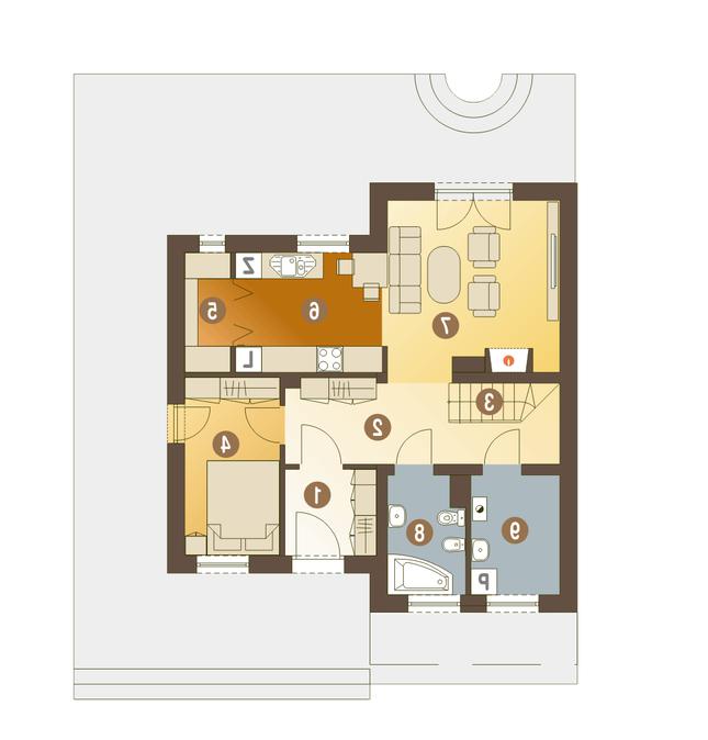 Rzut parteru lustro POW. 63,0 m²