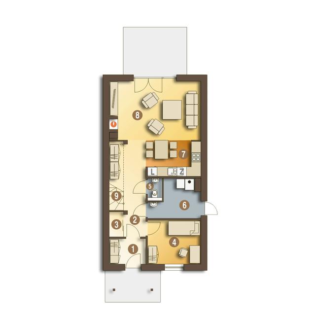 Rzut parteru POW. 66,2 m²