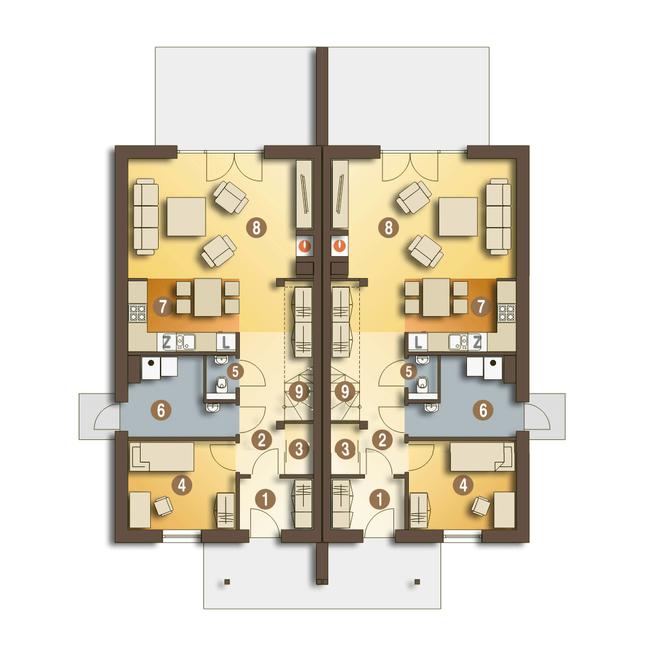 Rzut parteru POW. 66,6 m²