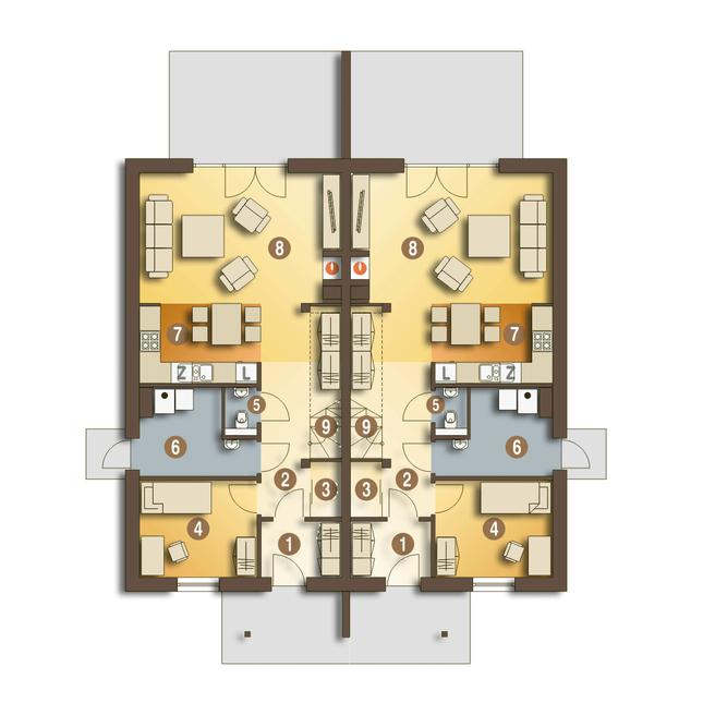 Rzut parteru POW. 62,4 m²