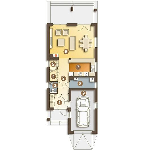 Rzut parteru POW. 78,8 m²