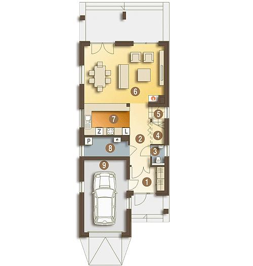 Rzut parteru lustro POW. 78,8 m²