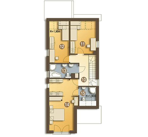 Rzut poddasza lustro POW. 74,7 m²