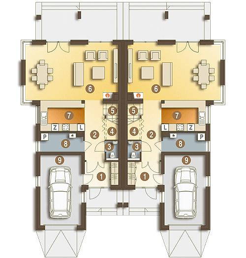 Rzut parteru POW. 85,7 m²