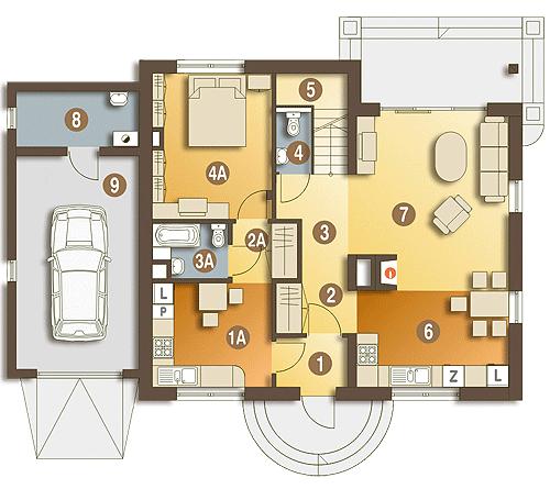 Rzut parteru POW. 101,6 m²