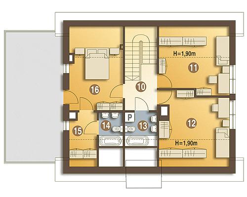 Rzut poddasza POW. 75,6 m²