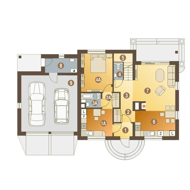 Rzut parteru POW. 116,1 m²