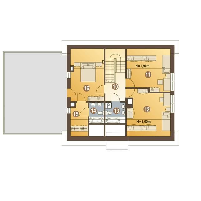 Rzut poddasza POW. 75,6 m²