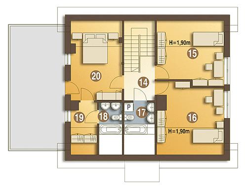 Rzut poddasza POW. 75,6 m²