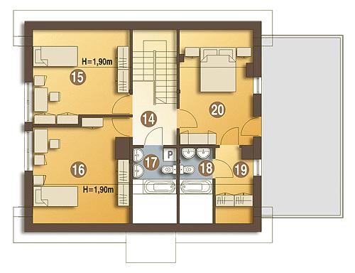Rzut poddasza lustro POW. 75,6 m²