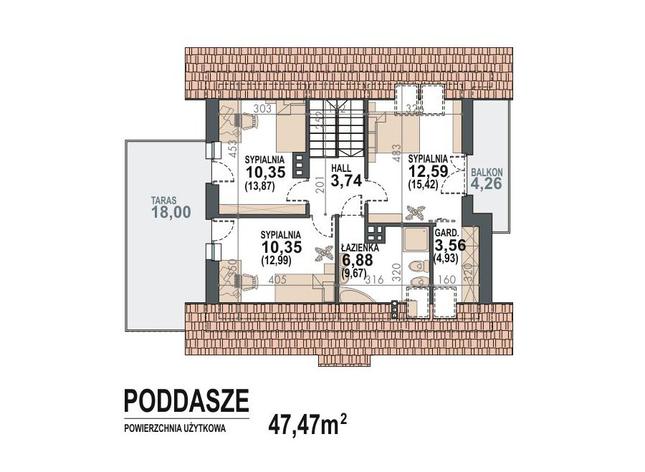 Rzut poddasza POW. 60,6 m²