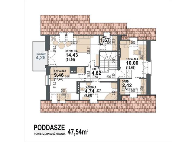 Rzut poddasza POW. 73,8 m²