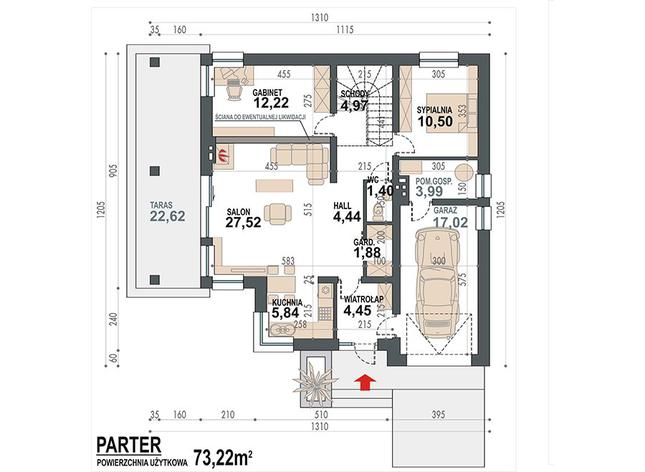 Rzut parteru POW. 94,2 m²