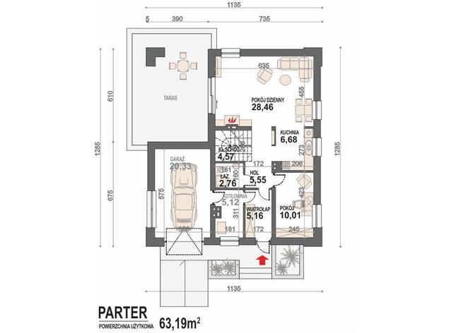 Rzut parteru POW. 88,6 m²