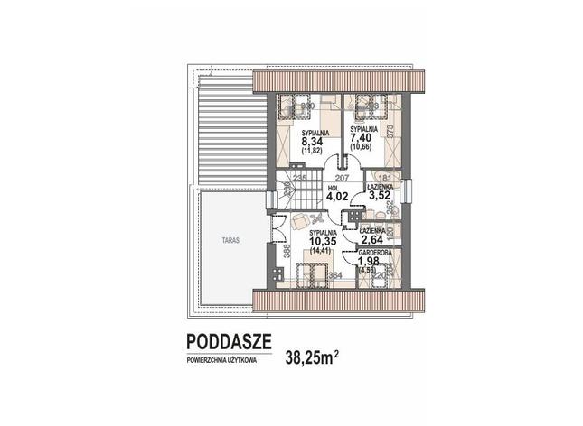 Rzut poddasza POW. 51,6 m²