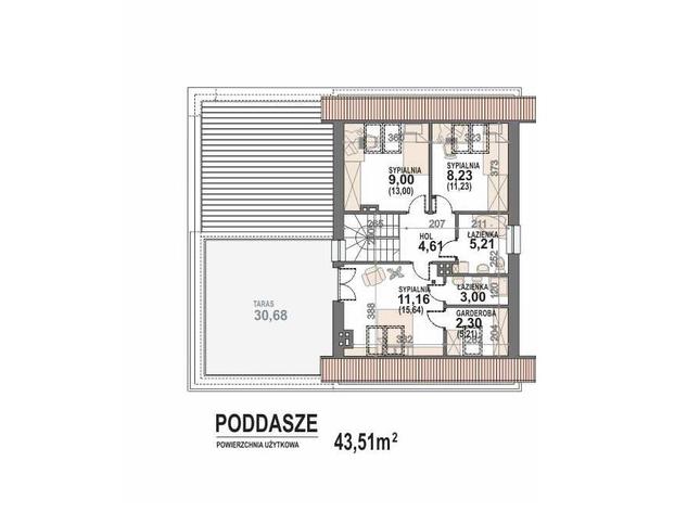 Rzut poddasza POW. 57,9 m²